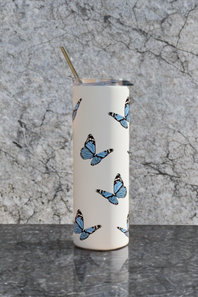 Butterfly 20oz Tumbler – Aesthetic Floral Butterfly Drinkware