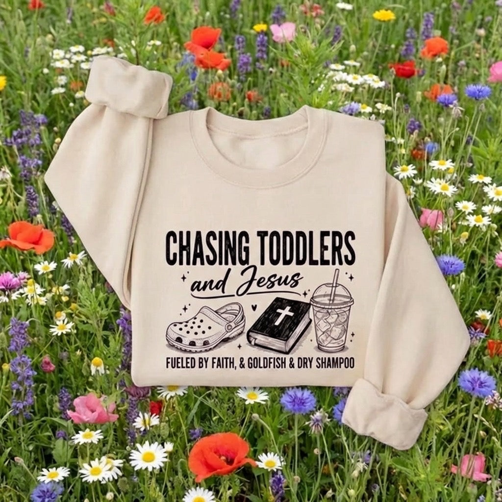 Chasing Toddlers and Jesus Crewneck