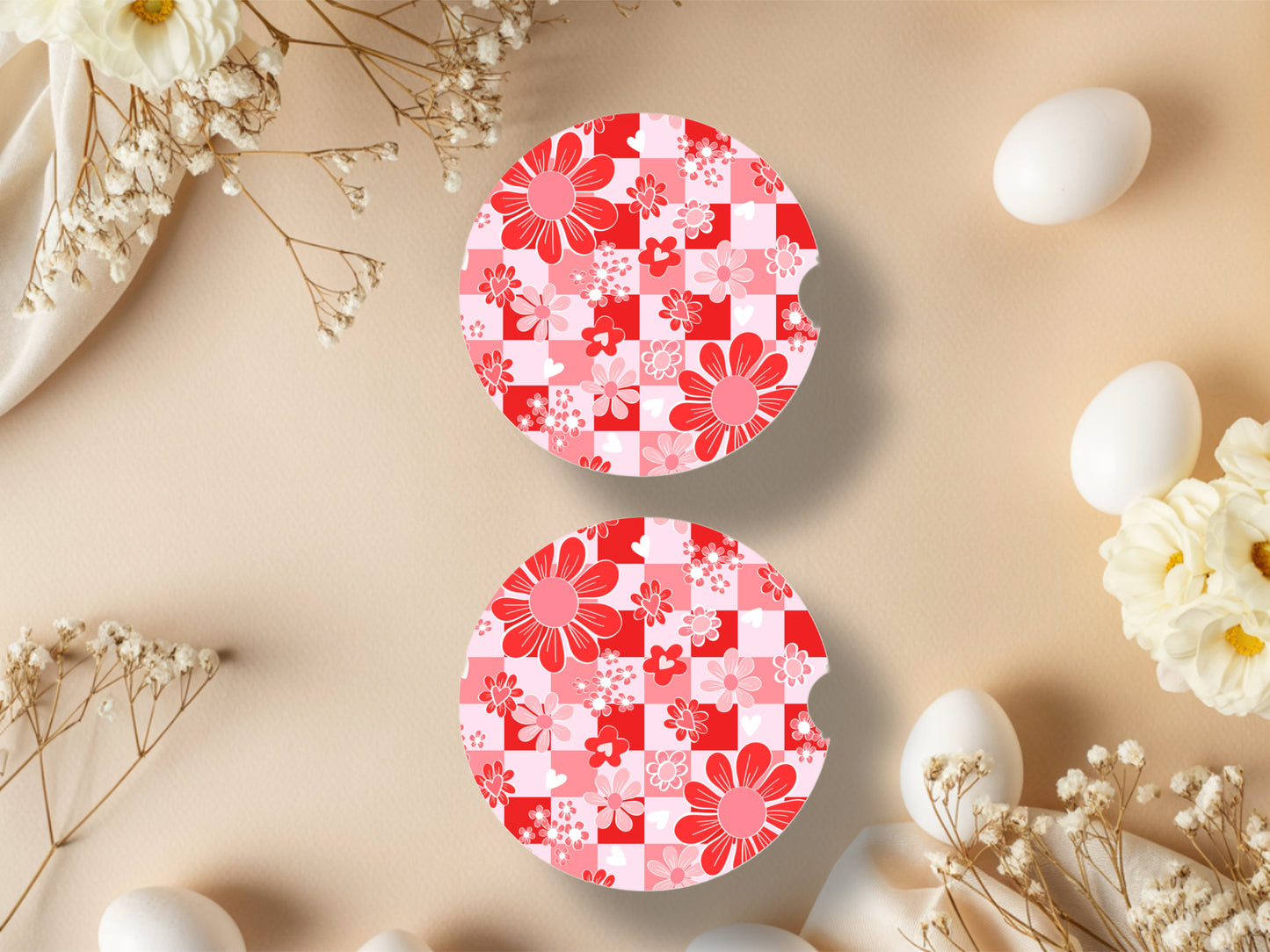 Floral Car Coasters – 2 Pack