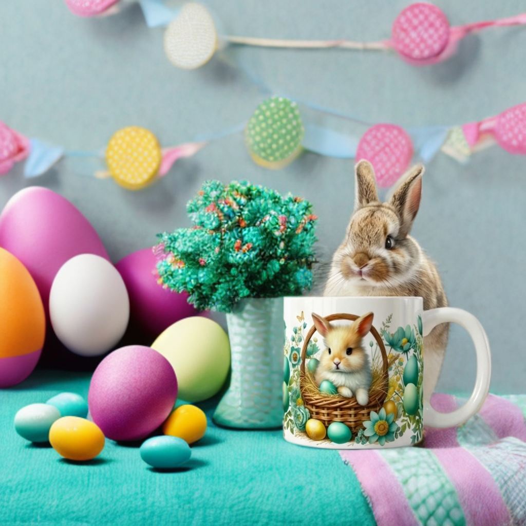 Bunny Easter Coffee Mug – 11 oz Spring Ceramic Mug