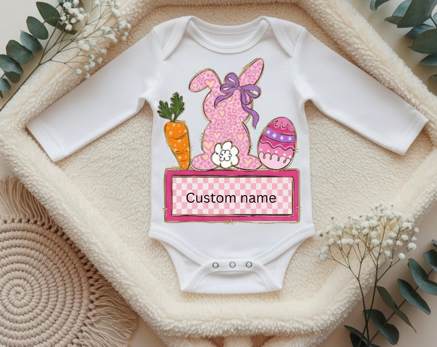 Custom Name Easter Bunny Baby Onesie