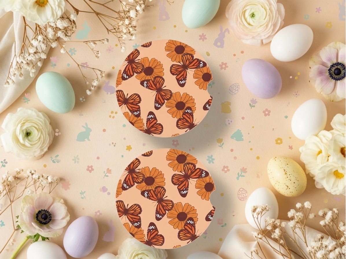 Butterfly Car Coasters Set of 2