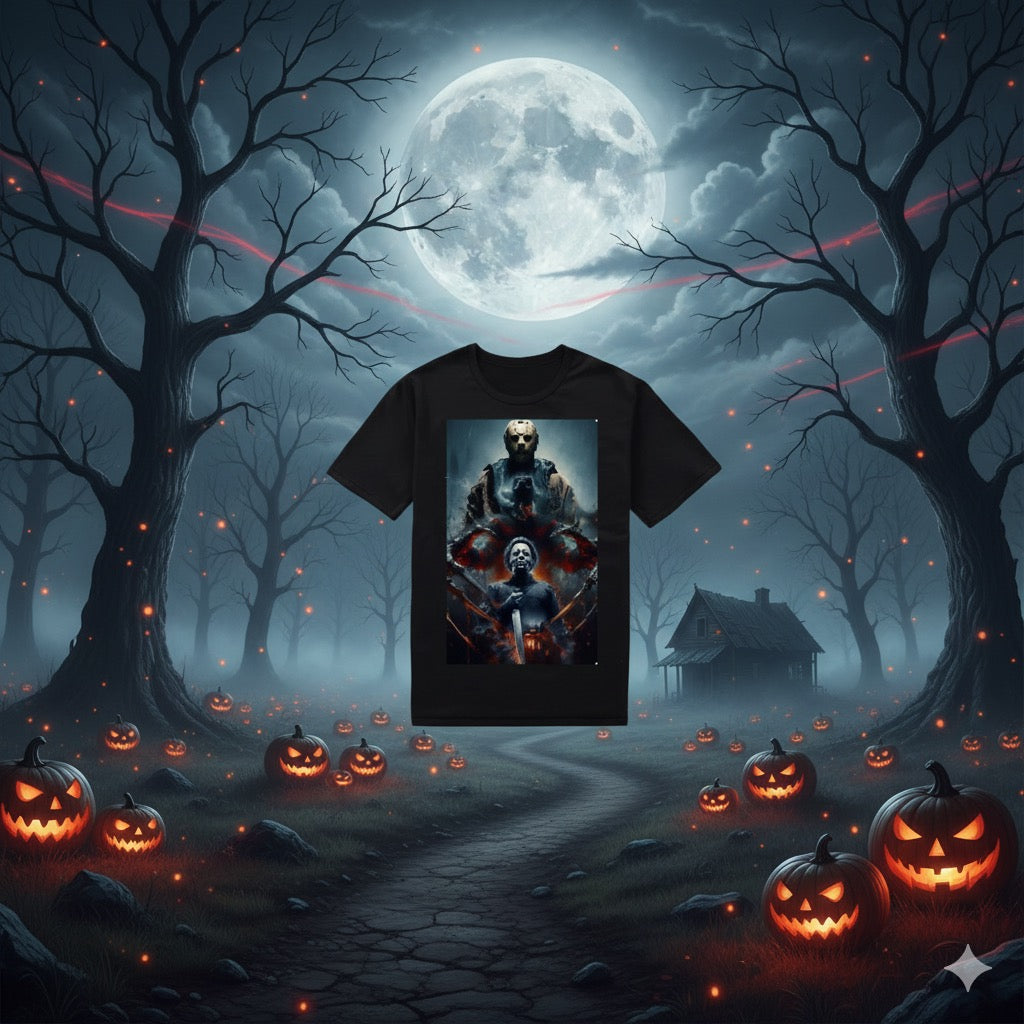 Michael Myers & Jason Horror Tee – Slasher Legends Graphic Shirt