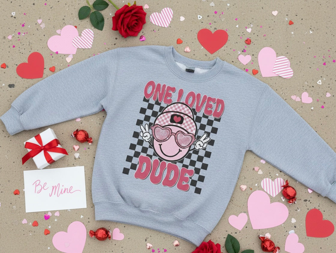 One Loved Dude Toddler Valentine’s Crewneck