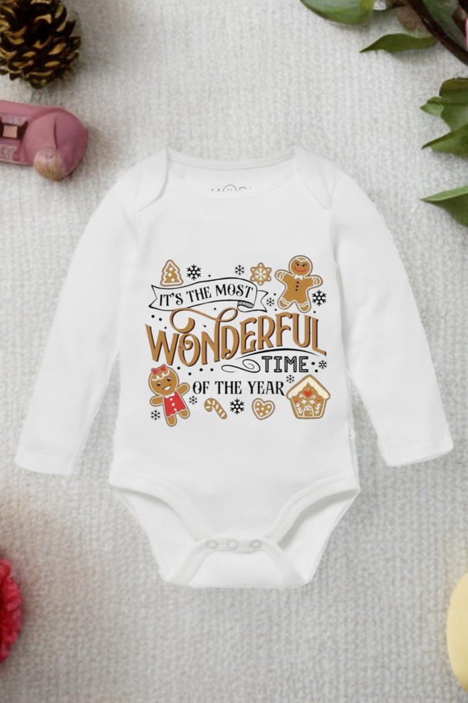“It’s the Most Wonderful Time of the Year” Baby Onesie – Festive Holiday Outfit