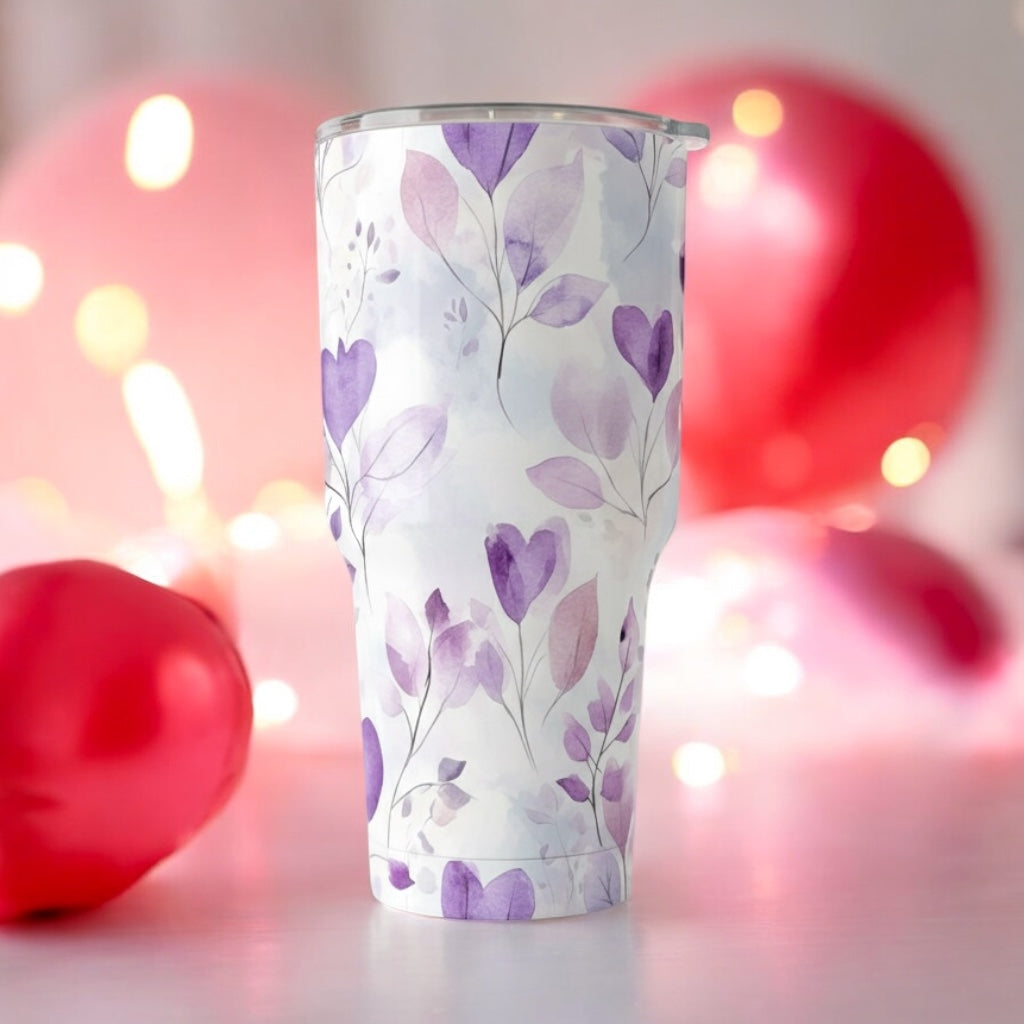 Purple Floral 40oz Valentine Tumbler