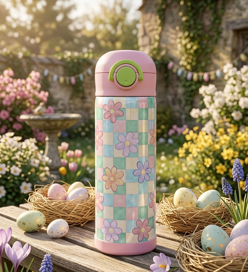 Checkered Daisy Kids Tumbler