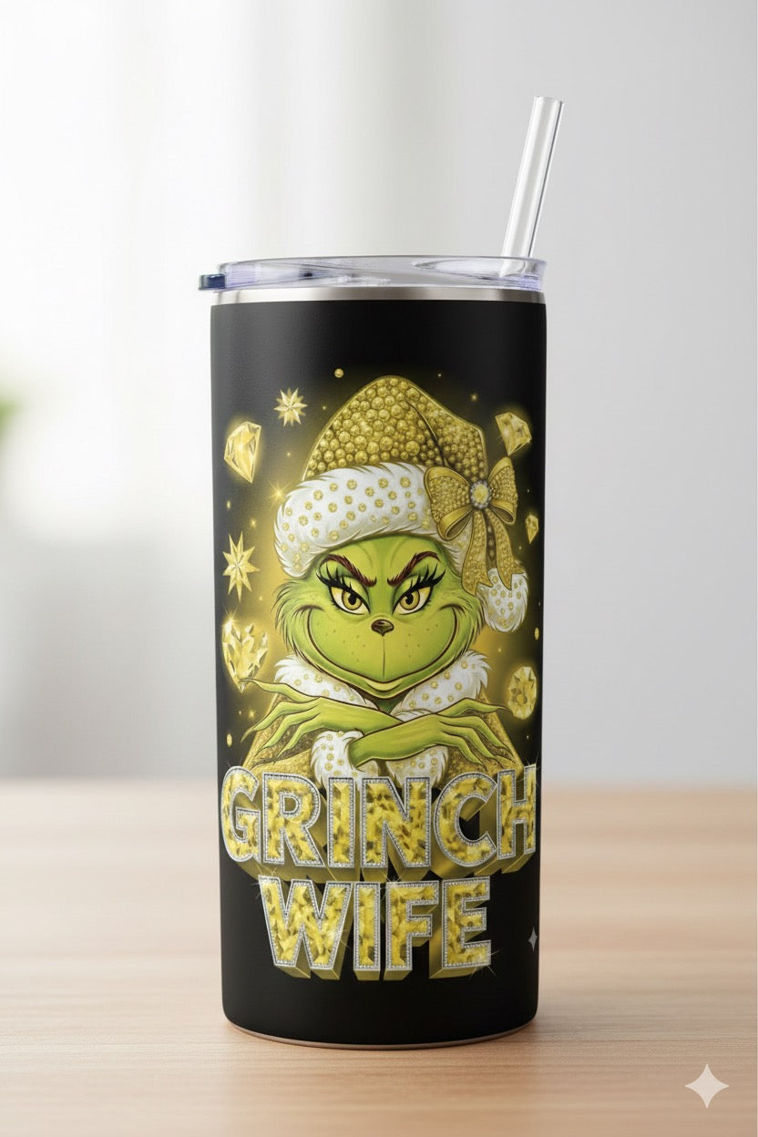 Grinch Wife 20oz Tumbler – Christmas Holiday Drinkware