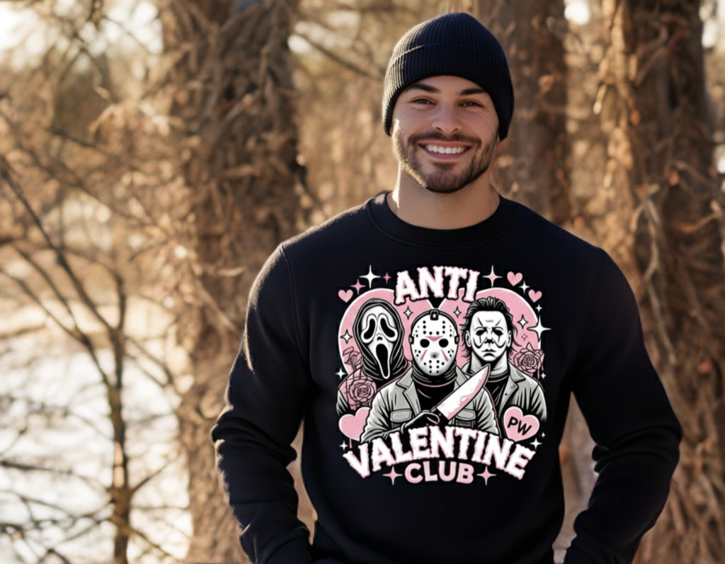 Anti-Valentine’s Club Crewneck – Horror Valentine Sweatshirt