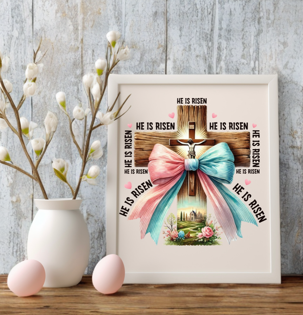 He Is Risen 8x10 Easter Home Décor – Faith-Based Wall Art