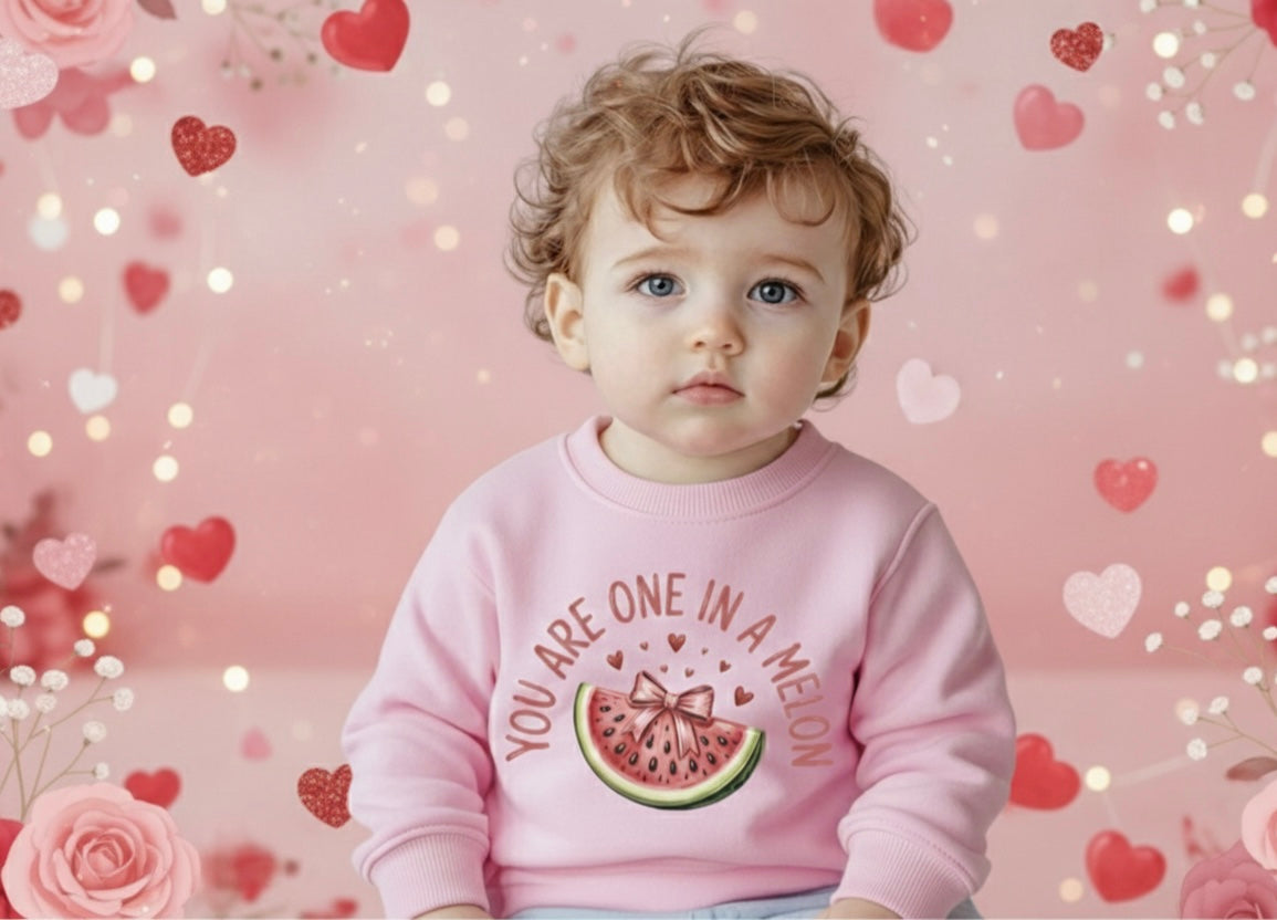 You Are One in a Melon Valentine’s Toddler Crewneck