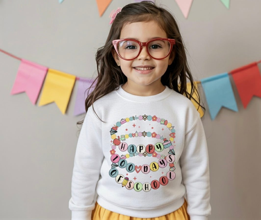 100 Days of School Girls Crewneck – Fun Milestone Sweatshirt