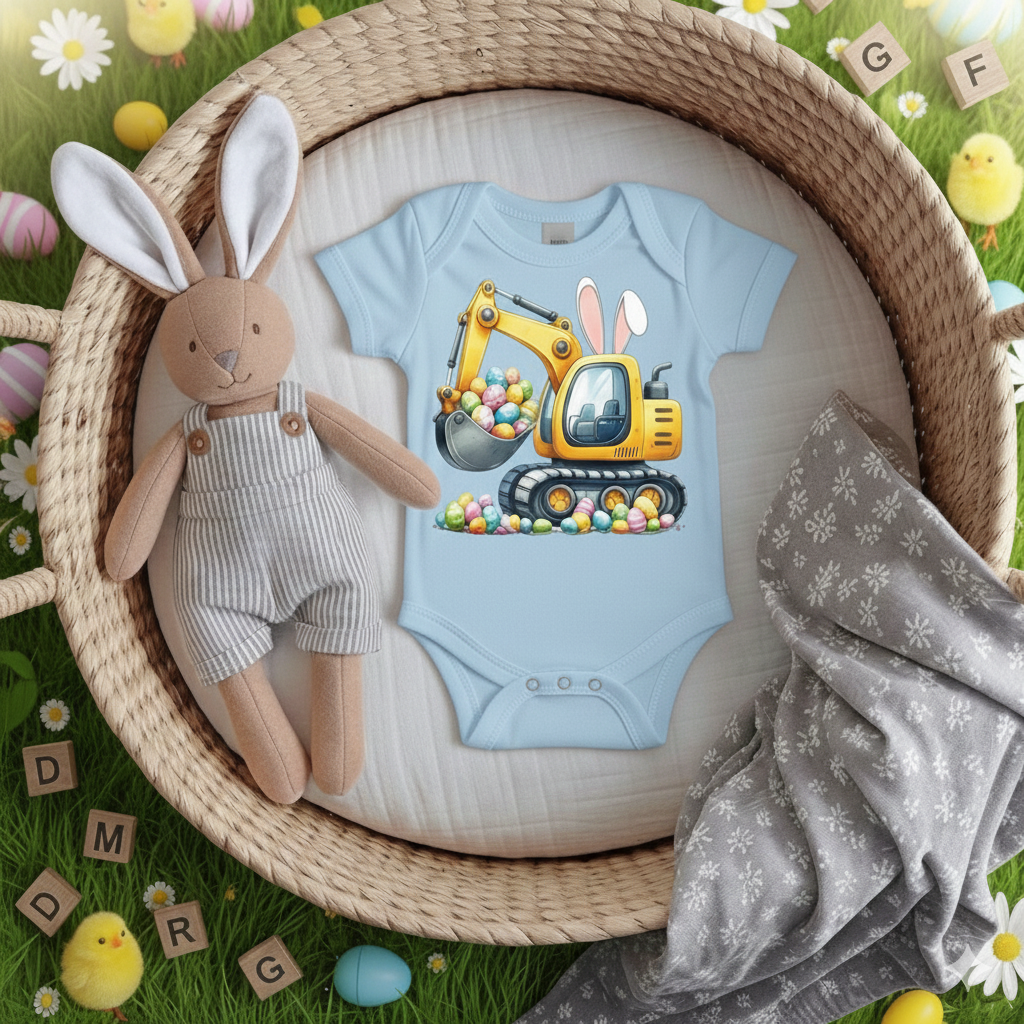 Easter Excavator Toddler Shirt – Construction Easter Tee
