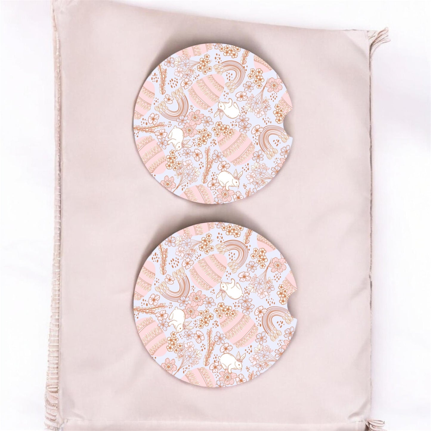 Boho Easter Car Coasters – 2 Pack