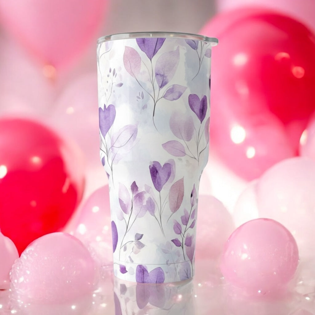 Purple Floral 40oz Valentine Tumbler