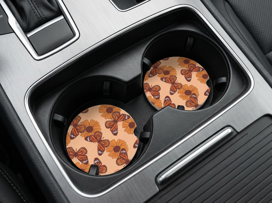 Butterfly Car Coasters Set of 2