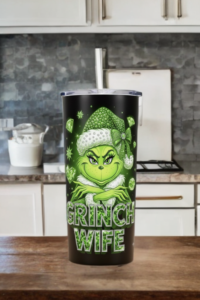 Grinch Wife 20oz Tumbler – Christmas Holiday Drinkware