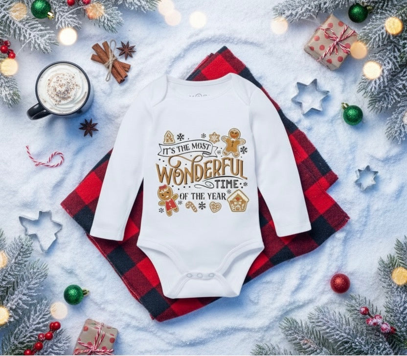 “It’s the Most Wonderful Time of the Year” Baby Onesie – Festive Holiday Outfit