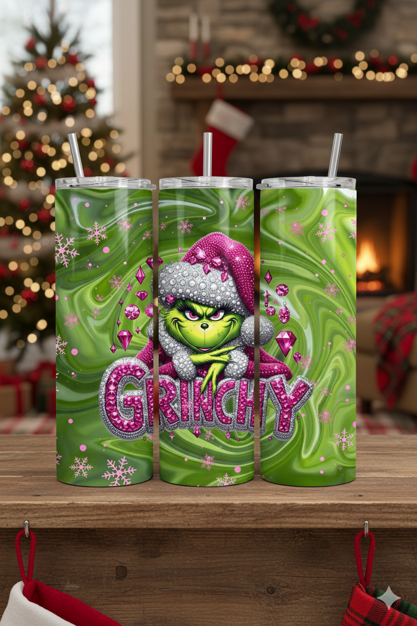 Grinchy 20oz Tumbler – Funny Christmas Drinkware