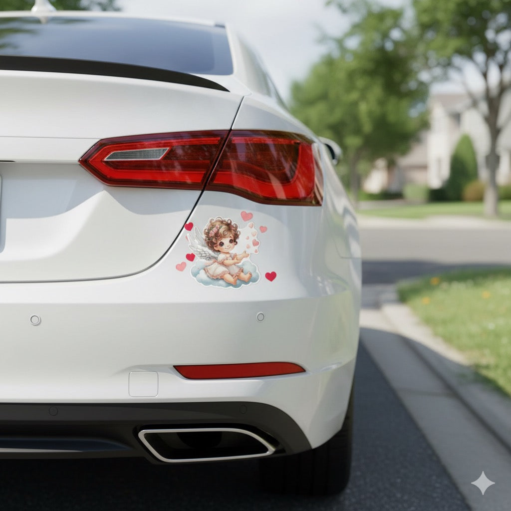 Little Cupid on Cloud Car Decal – Cute, Heavenly Vehicle Sticker