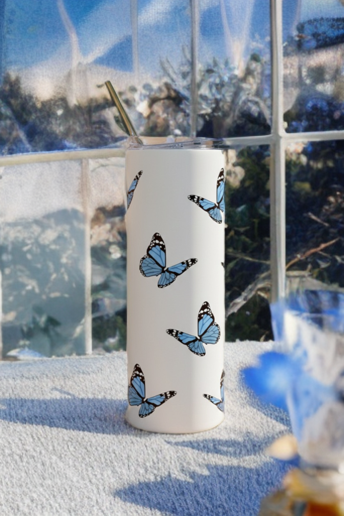 Butterfly 20oz Tumbler – Aesthetic Floral Butterfly Drinkware