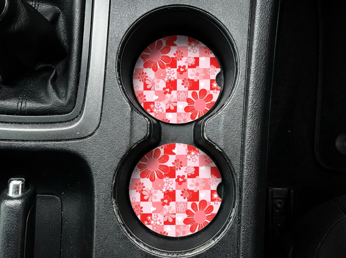 Floral Car Coasters – 2 Pack
