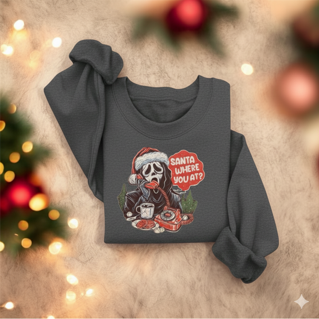 Santa Where You At Crewneck – Scream-Inspired Christmas Sweatshirt