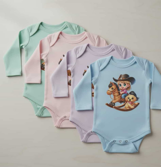 Baby Cowboy Rocking Horse Onesie | Western infant Onesie