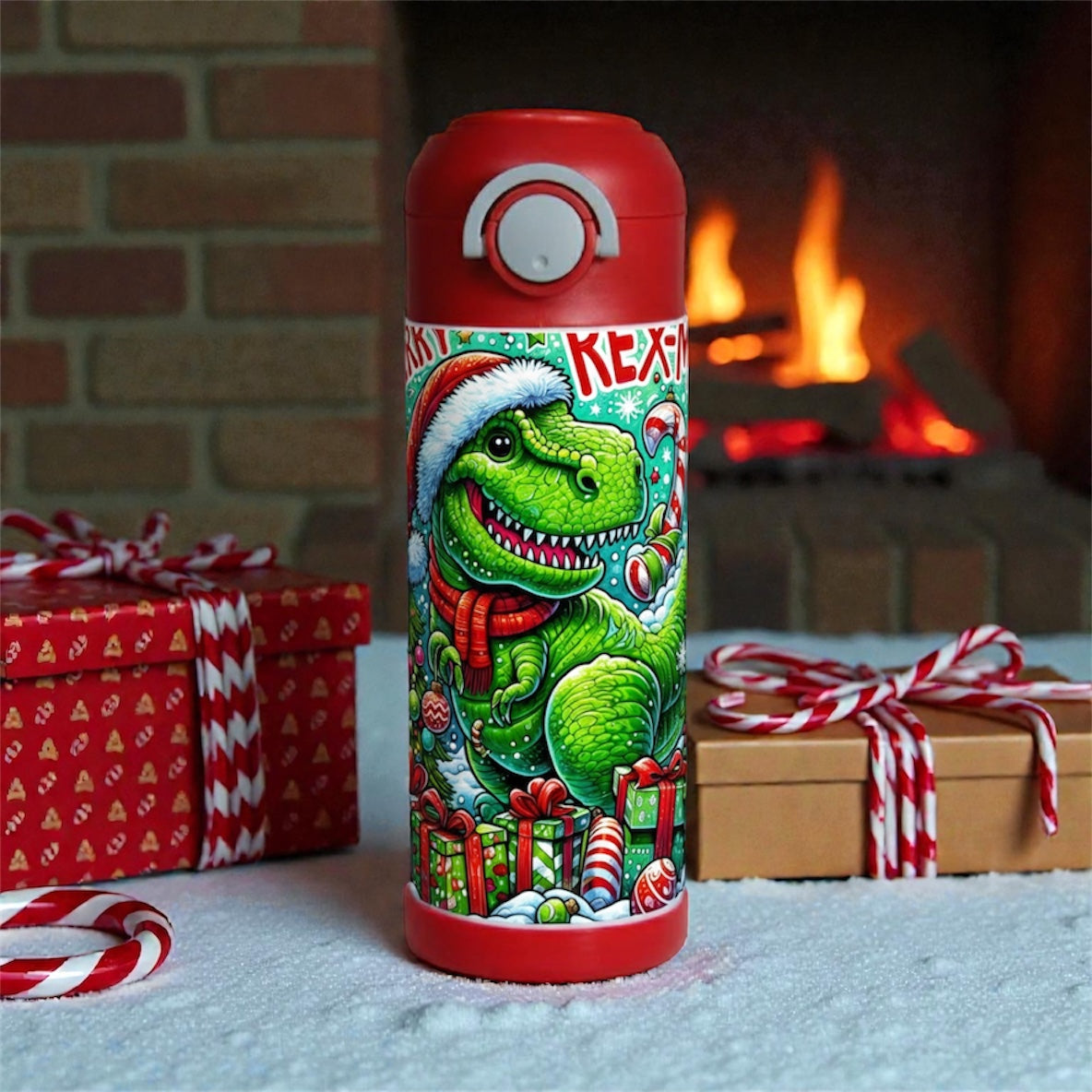 Christmas Dinosaur Kids Tumbler – Fun Holiday Drinkware for Kids