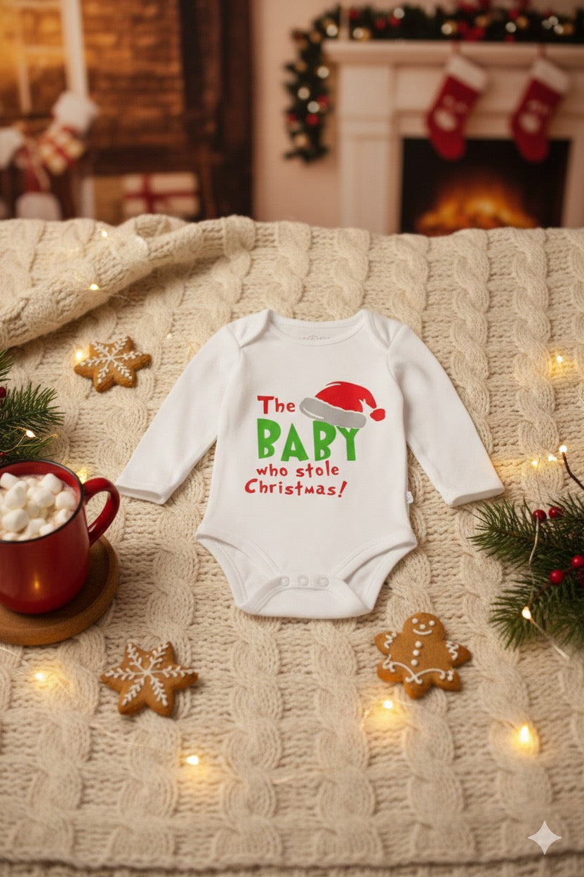 Baby Who Stole Christmas Onesie – Holiday Infant Onesie