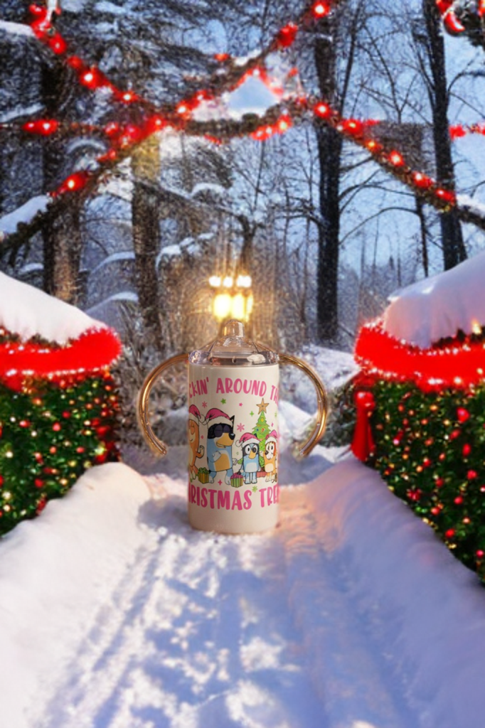 Rockin’ Around the Christmas Tree Sippy Cup – Bluey Inspired Kids Cup