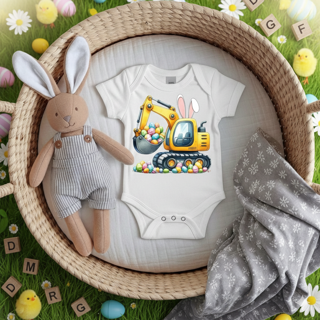 Easter Excavator Toddler Shirt – Construction Easter Tee