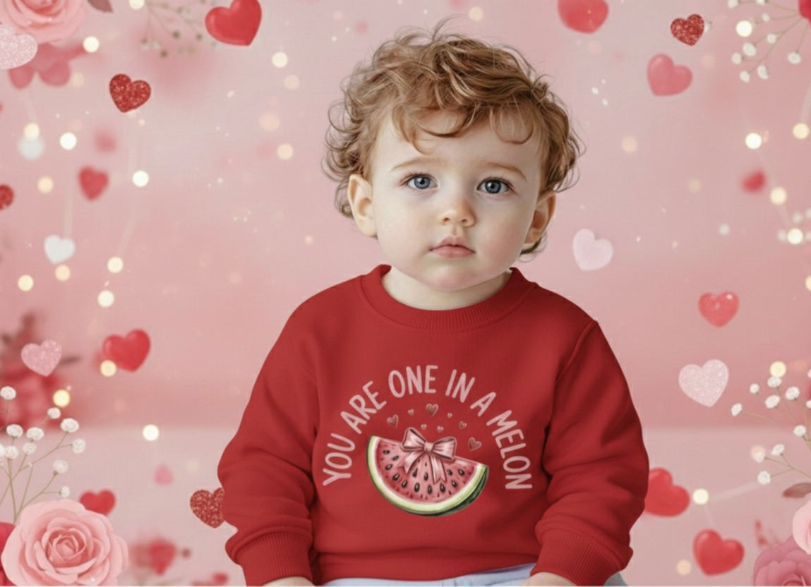 You Are One in a Melon Valentine’s Toddler Crewneck