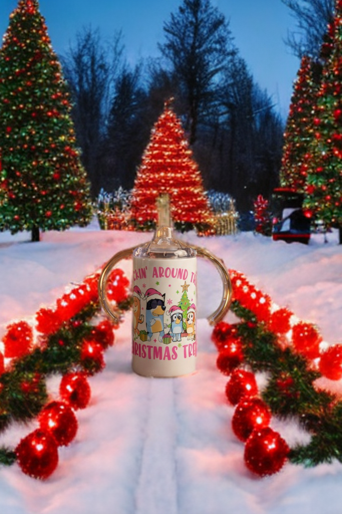 Rockin’ Around the Christmas Tree Sippy Cup – Bluey Inspired Kids Cup