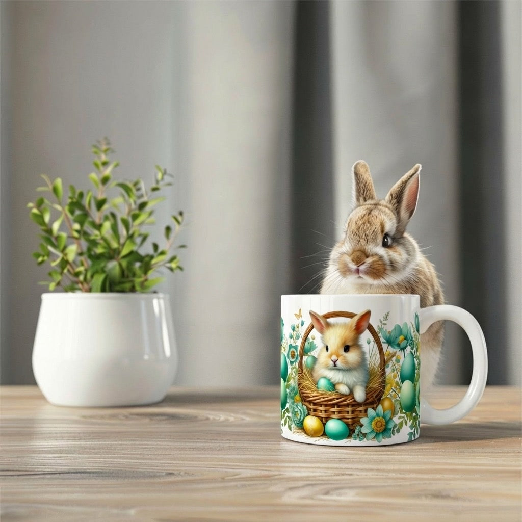 Bunny Easter Coffee Mug – 11 oz Spring Ceramic Mug