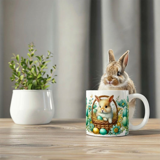 Bunny Easter Coffee Mug – 11 oz Spring Ceramic Mug