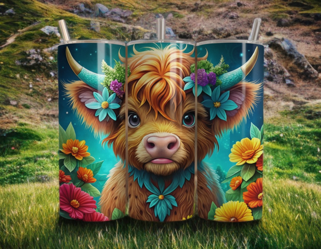 Floral Cow 20oz Tumbler – Cow Print Flower Drinkware