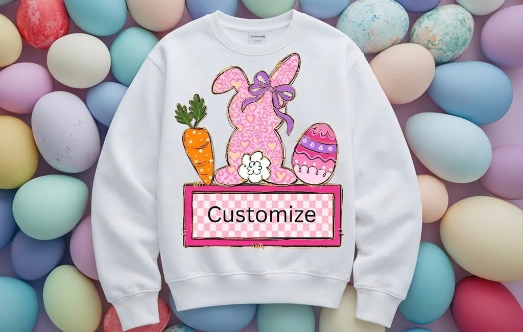Custom Name Bunny Girls Crewneck