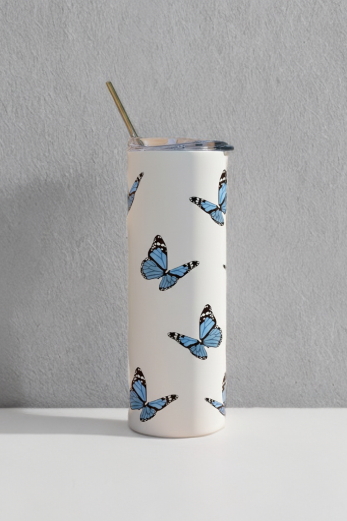 Butterfly 20oz Tumbler – Aesthetic Floral Butterfly Drinkware