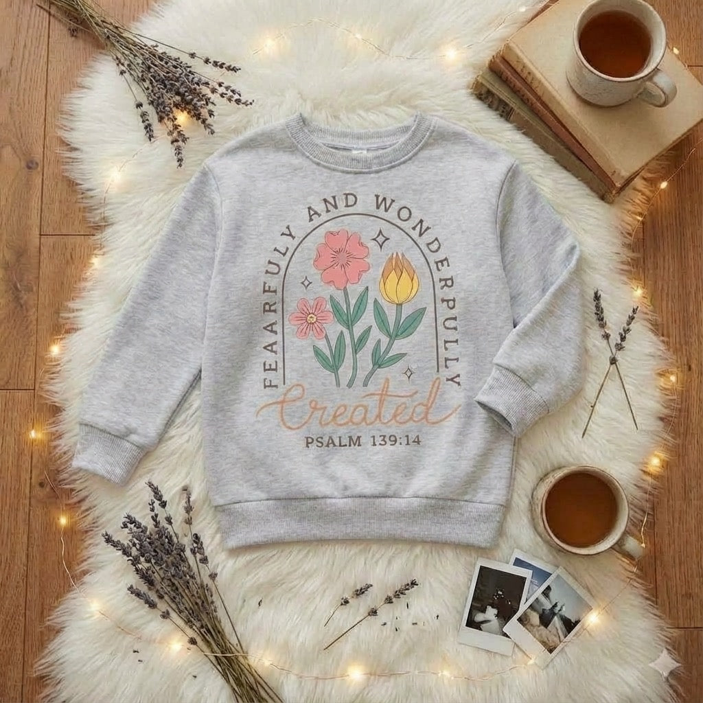 Fearfully and Wonderfully Created Girls Crewneck – Psalm 139:14