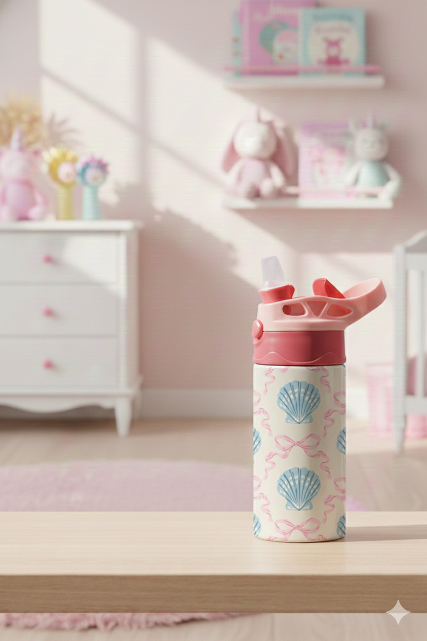 Seashell Ribbon Kids Tumbler – Cute Children’s Drink Cup