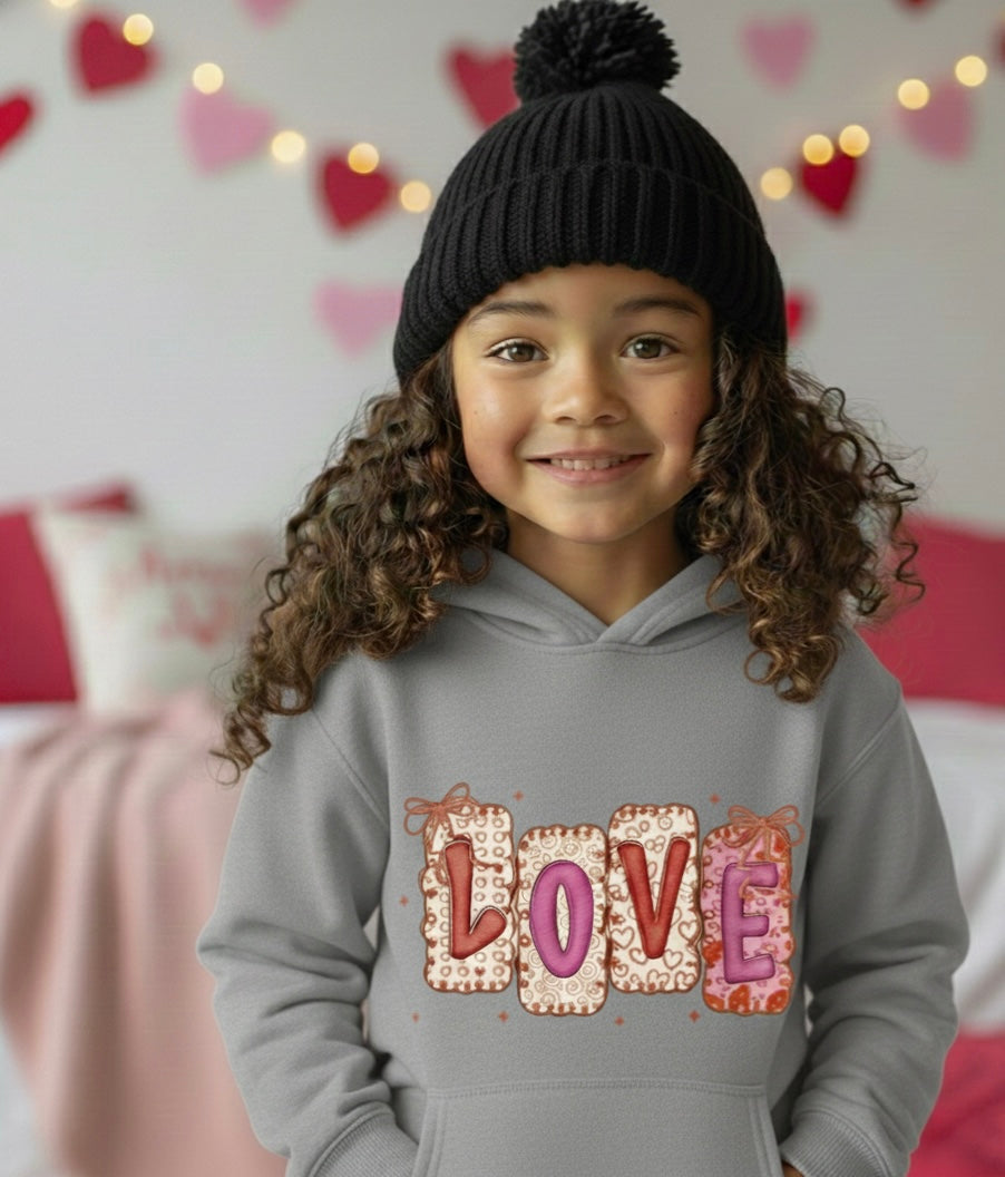 Coquette Love Girls Valentine’s Hoodie