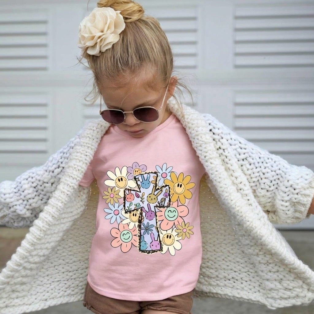 Easter Cross Kids T-Shirt – Faith-Based Easter Tee