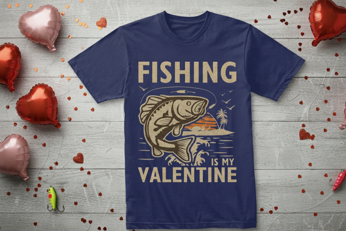 Fishing Is My Valentine T-Shirt – Funny Valentine’s Graphic Tee