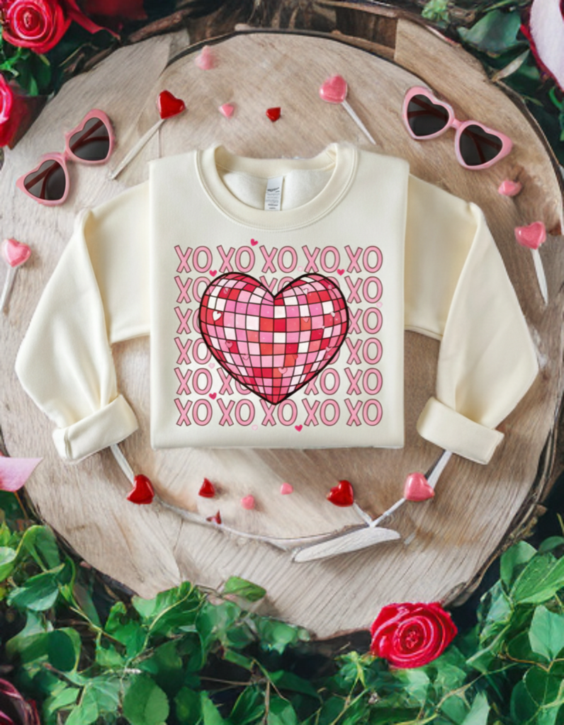 Disco Heart XOXO Crewneck – Valentine’s Sweatshirt