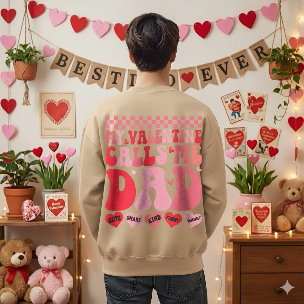 My Valentine Calls Me Dad Crewneck – Valentine’s Sweatshirt