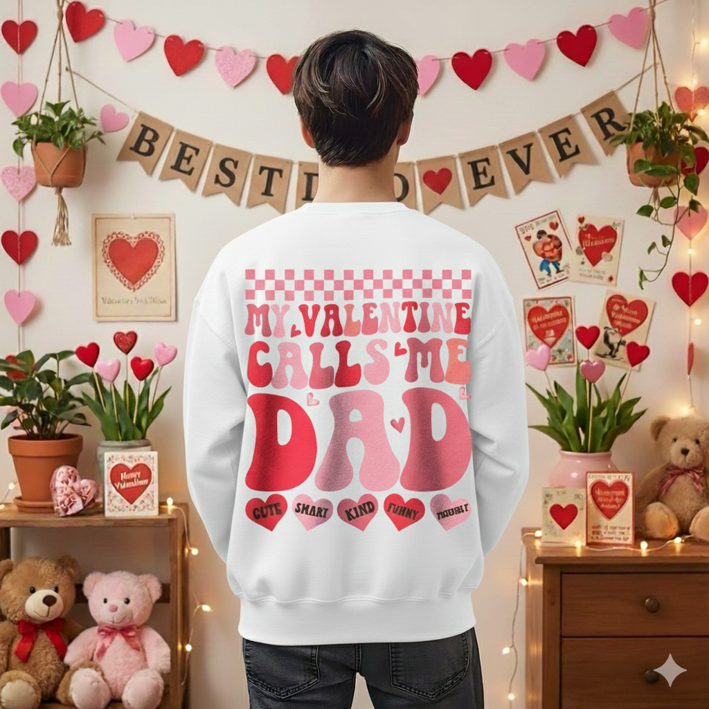 My Valentine Calls Me Dad Crewneck – Valentine’s Sweatshirt