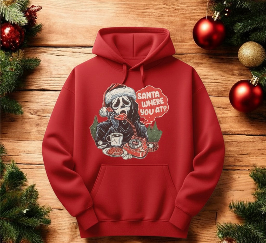 Santa Where You At Hoodie – Scream-Inspired Christmas Sweatshirt