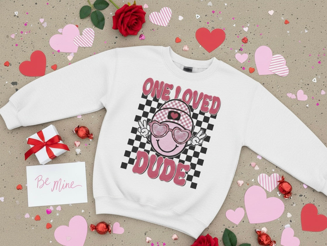 One Loved Dude Toddler Valentine’s Crewneck