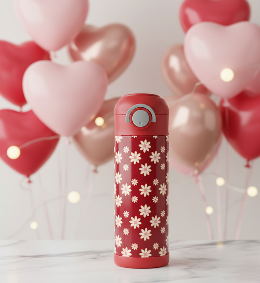 Red Daisy Valentine Kids Tumbler